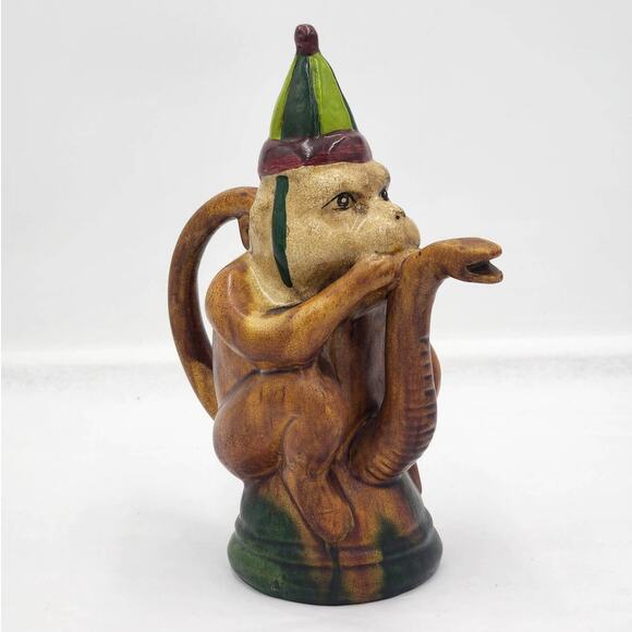 Vintage Circus Monkey Teapot Music Harmonica Snake Spout Whimsical Rare Quirk 9" - Picture 2 of 16